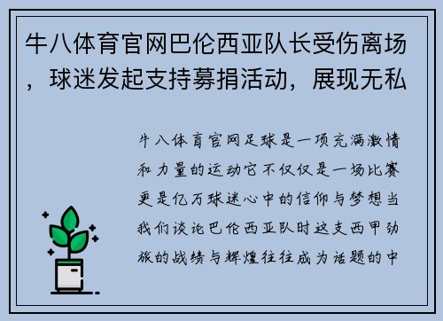 牛八体育官网巴伦西亚队长受伤离场，球迷发起支持募捐活动，展现无私的足球精神